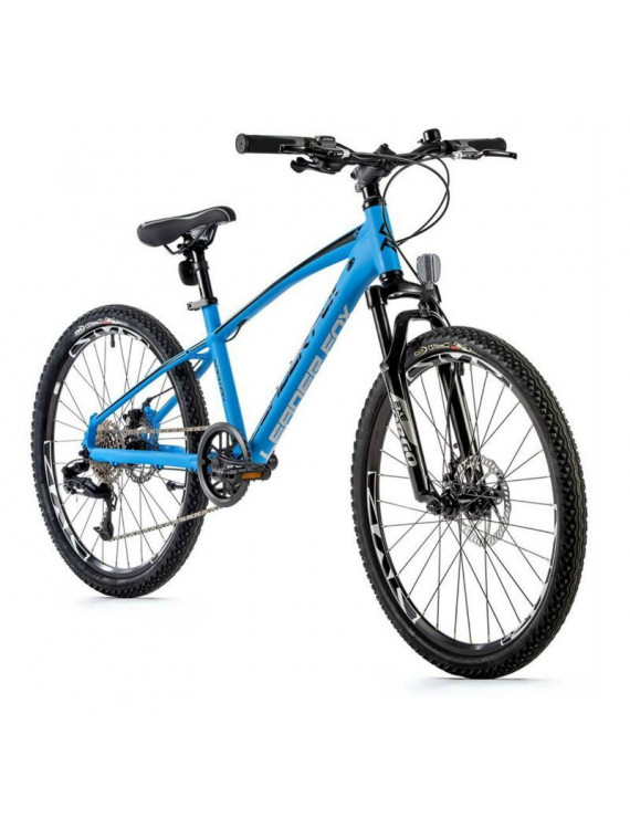 VELO MUSCULAIRE VTT 24 LEADER FOX CAPITAN 2023 GARCON BLEU MAT 8V (TAILLE ENFANT 135 à 145 cm)