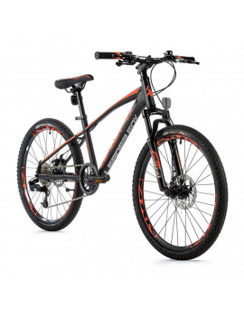 VELO MUSCULAIRE VTT 24 LEADER FOX CAPITAN 2023 GARCON NOIR-ORANGE 8V (TAILLE ENFANT 135 à 145 cm)