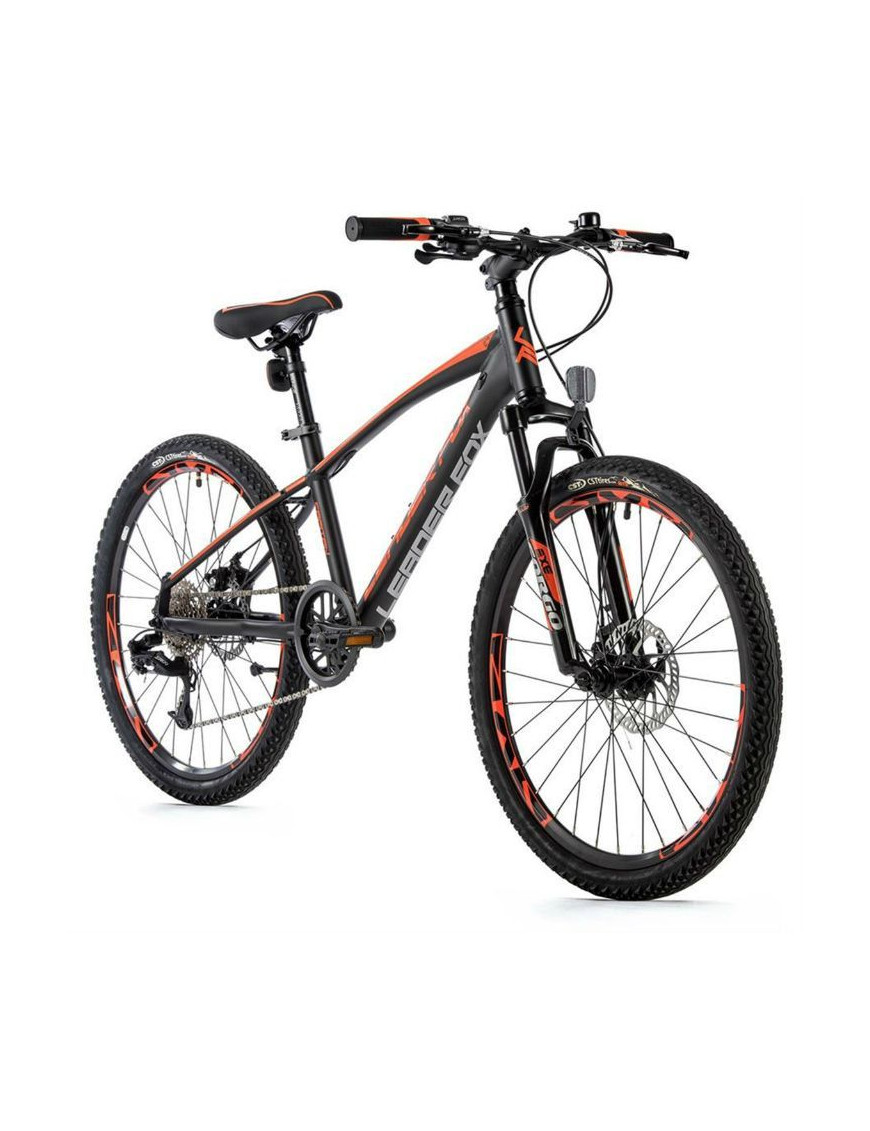 VELO MUSCULAIRE VTT 24 LEADER FOX CAPITAN 2023 GARCON NOIR-ORANGE 8V (TAILLE ENFANT 135 à 145 cm)