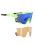 LUNETTES VELO ADULTE NEWTON NAGAS MONTURE JAUNE FLUO (2 VERRES INTERCHANGEABLES SOLAIRE BLEU ET ECLAIRANT ORANGE) LIVRE DANS BO