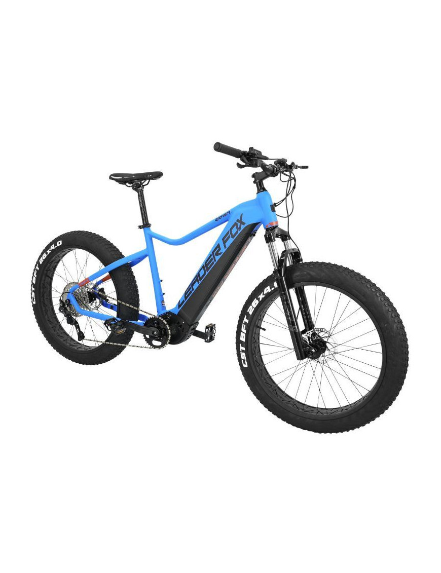 VELO ELECTRIQUE-VAE VTT FATBIKE 26 LEADER FOX BRASA 2022 BLEU 10V MOTEUR CENTRAL PANASONIC GX ULTIME 36V 90Nm BATTERIE 20Ah (20