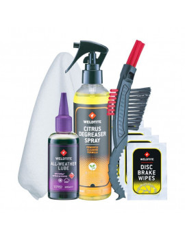 PACK-KIT BIKE CARE WELDTITE ENTRETIEN (CONTIENT BROSSE-LINGETTES-DEGRAISSANT-LUBRIFIANT TF2 TEFLON ALL WEATHER)