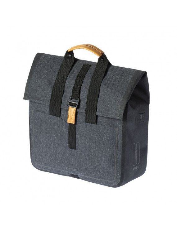 SACOCHE ARRIERE VELO LATERALE BASIL URBAN DRY BUSINESS DROIT-GAUCHE GRIS 25L WATERPROOF FIXATION HOOK-ON (38x15x37cm)