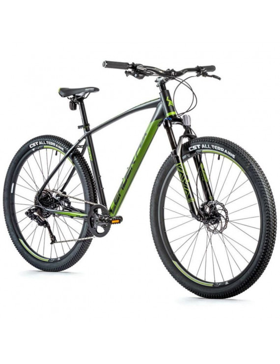 VELO MUSCULAIRE VTT 29 LEADER FOX ZERO 2023 NOIR MAT-VERT 9V CADRE 18 POUCES (TAILLE ADULTE 170 à 178 cm)