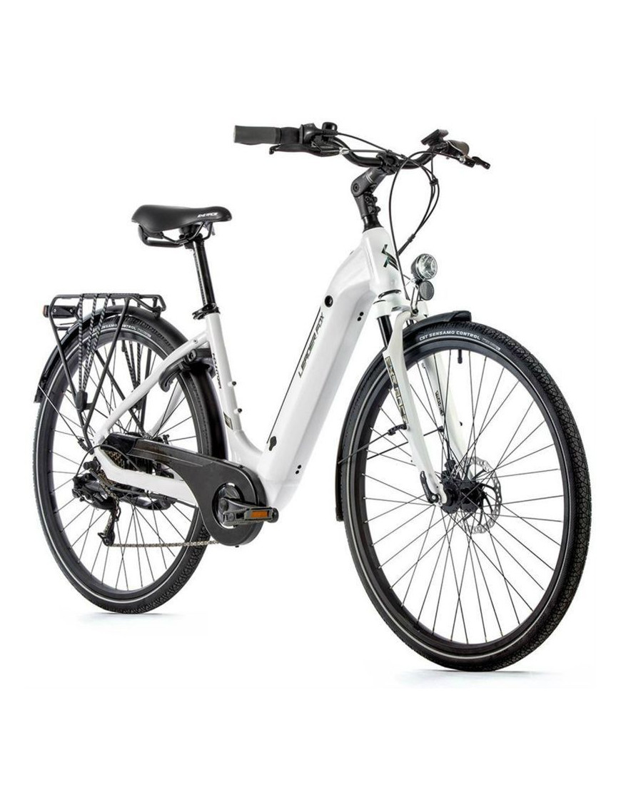 VELO ELECTRIQUE-VAE CITY 28 LEADER FOX INDUKTORA 2022 MIXTE BLANC 7V MOTEUR ROUE AR BAFANG 36V 45Nm BATTERIE 14Ah (18'' - H46cm