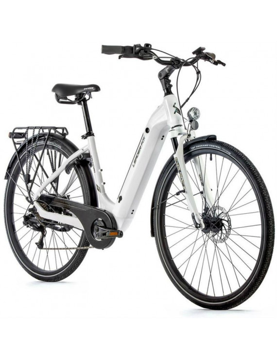 VELO ELECTRIQUE-VAE CITY 28 LEADER FOX INDUKTORA 2022 MIXTE BLANC 7V MOTEUR ROUE AR BAFANG 36V 45Nm BATTERIE 14Ah (18'' - H46cm