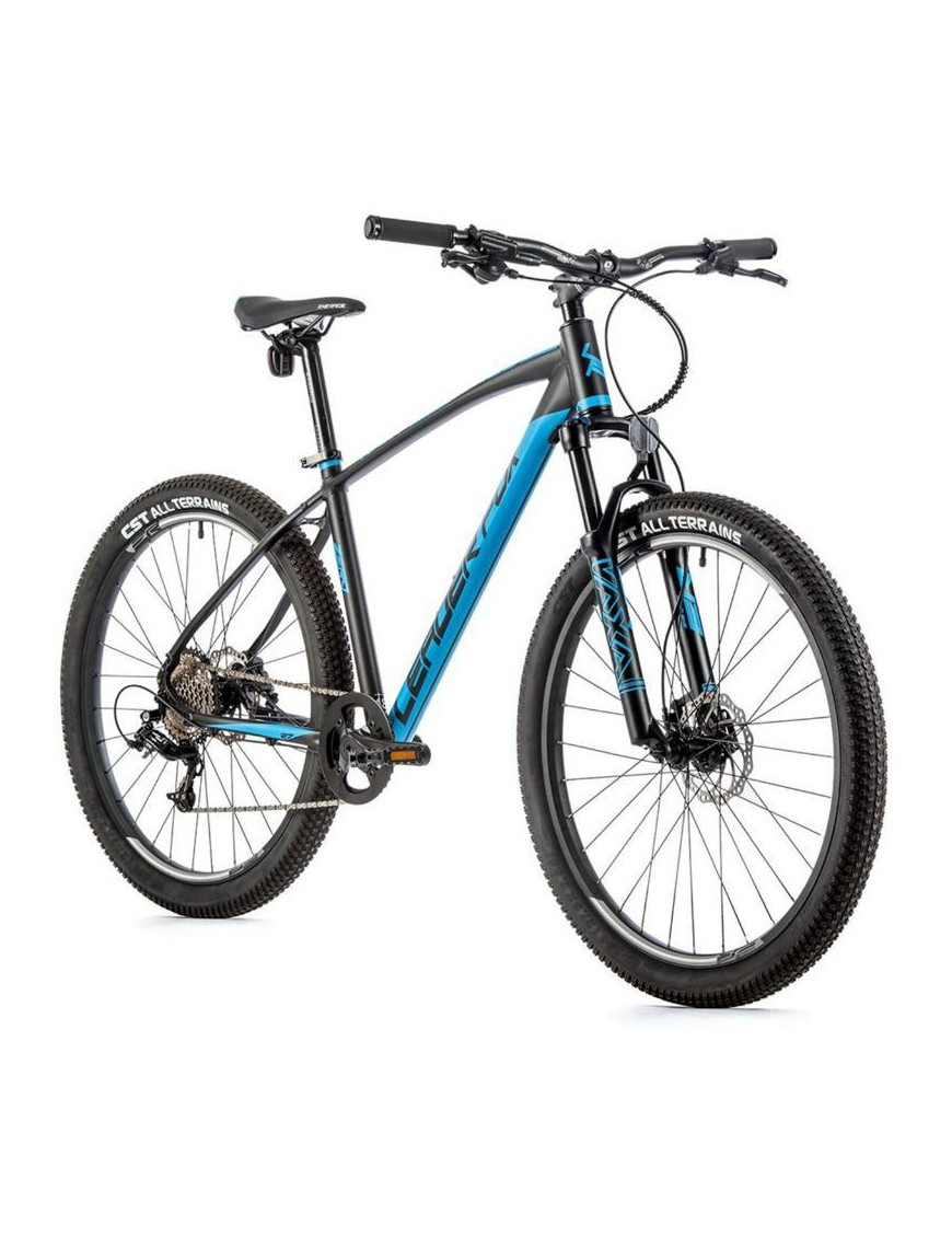 VELO MUSCULAIRE VTT 27,5 LEADER FOX ZERO 2023 NOIR-BLEU MAT 9V CADRE 16 POUCES (TAILLE ADULTE 160 à 168 cm)