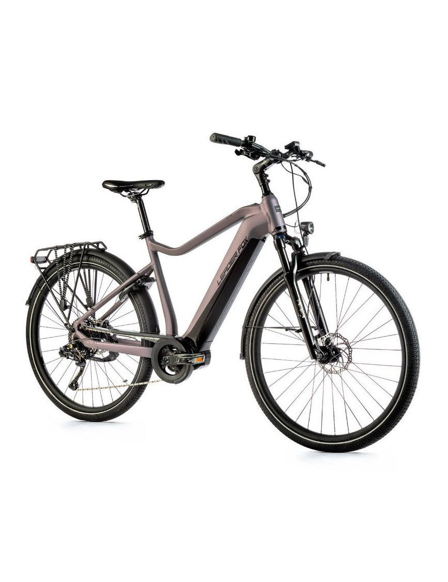 VELO ELECTRIQUE-VAE VTC 28 LEADER FOX LUCAS 2023 HOMME GRIS 9V MOTEUR CENTRAL BAFANG M420 36V 80Nm BATTERIE 20Ah (22,5'' - H56c