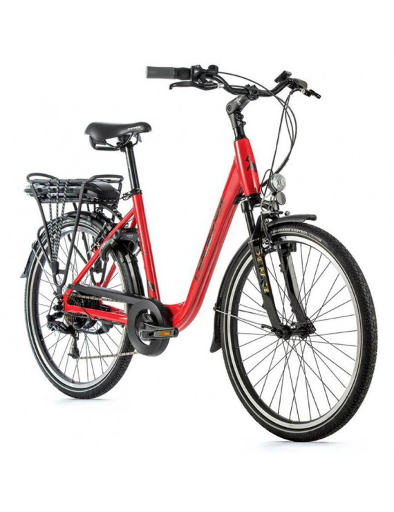 VELO ELECTRIQUE-VAE CITY 26 LEADER FOX LATONA 2022 MIXTE ROUGE DUCATI 7V MOTEUR ROUE AR BAFANG 36V 45Nm BATTERIE 13Ah (16,5'' -