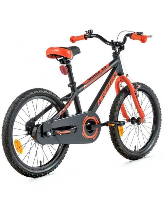 VELO MUSCULAIRE ENFANT 18 POUCES LEADER FOX AREZZO 2021 NOIR MAT-ORANGE MONOVITESSE CADRE ALU (TAILLE ENFANT 115 à 125 cm)