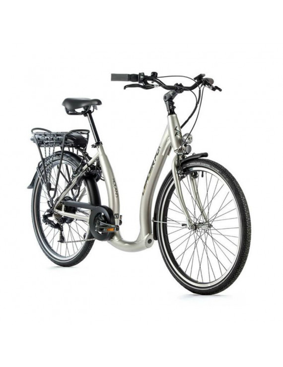 VELO ELECTRIQUE-VAE CITY 26 LEADER FOX HOLAND 2022 MIXTE ARGENT 7V MOTEUR ROUE AR BAFANG 36V 45Nm BATTERIE 13Ah (17'' - H44 cm