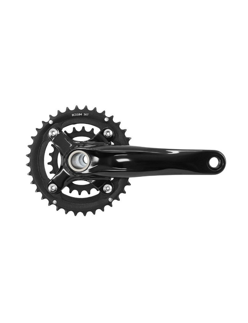 PEDALIER VTT ATC 11-10-9V. NOIR 175mm 36-22 INTEGRE AXE 24-22mm (AVEC CUVETTES INTEGRE FILETAGE ANGLAIS - BSC - 1,37x24  PLATEA