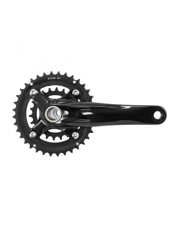 PEDALIER VTT ATC 11-10-9V. NOIR 175mm 36-22 INTEGRE AXE 24-22mm (AVEC CUVETTES INTEGRE FILETAGE ANGLAIS - BSC - 1,37x24  PLATEA