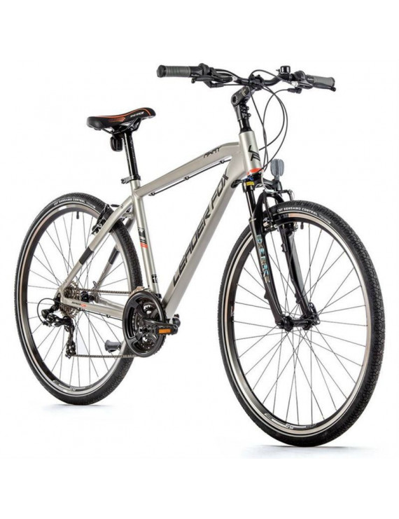 VELO MUSCULAIRE VTC 28 LEADER FOX AWAY 2023 HOMME ARGENT MAT 7V CADRE 22,5 POUCES (TAILLE ADULTE 185cm à 193cm)