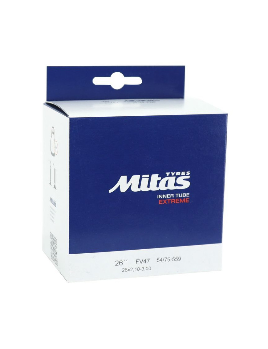 CHAMBRE A AIR VELO 26 x 2.10-3.00 MITAS EXTREME VALVE PRESTA - RENFORCE LOUEUR EPAISSEUR 1.2mm
