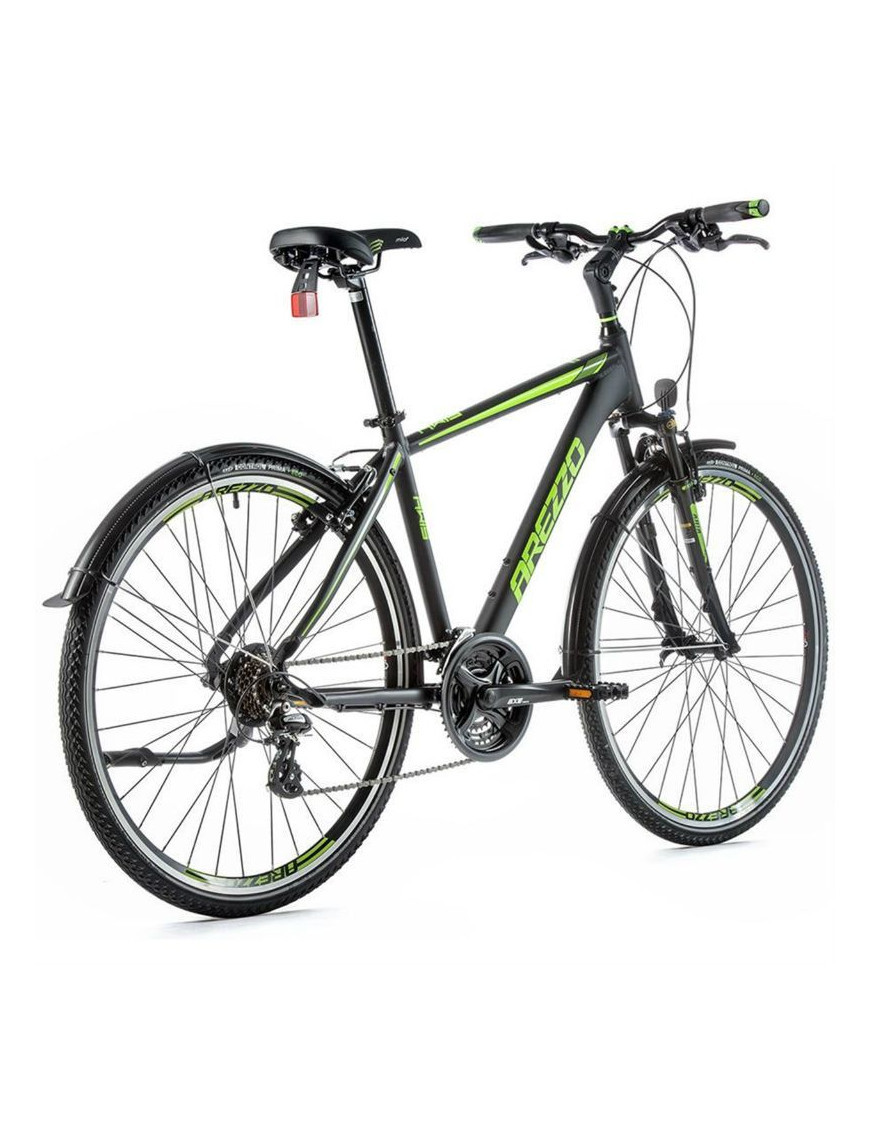 VELO MUSCULAIRE VTC 28 LEADER FOX AREZZO 2020 HOMME NOIR MAT-VERT CLAIR 7V CADRE 19 POUCES (TAILLE ADULTE 175 à 183 cm)