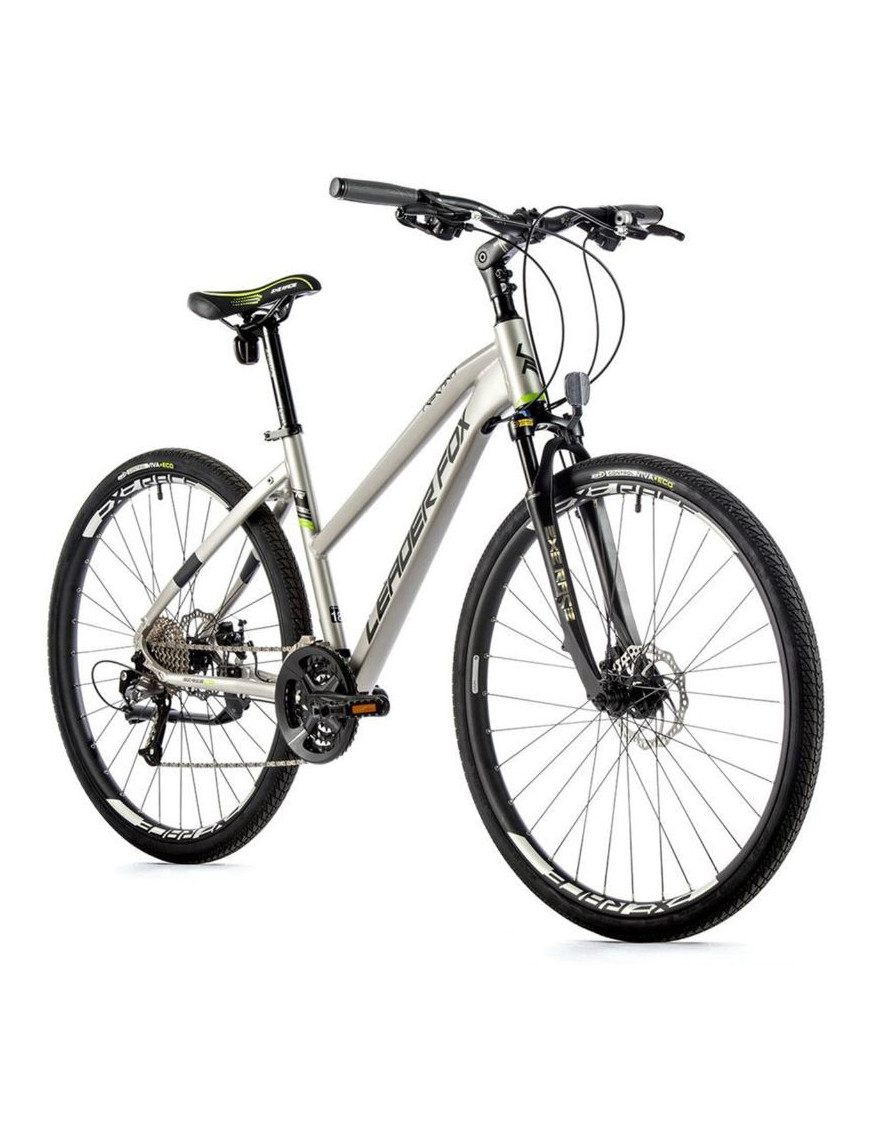 VELO MUSCULAIRE VTC 28 LEADER FOX TOSCANA 2023 FEMME ARGENT MAT 9V CADRE 16,5 POUCES (TAILLE ADULTE 160 à 168 cm)