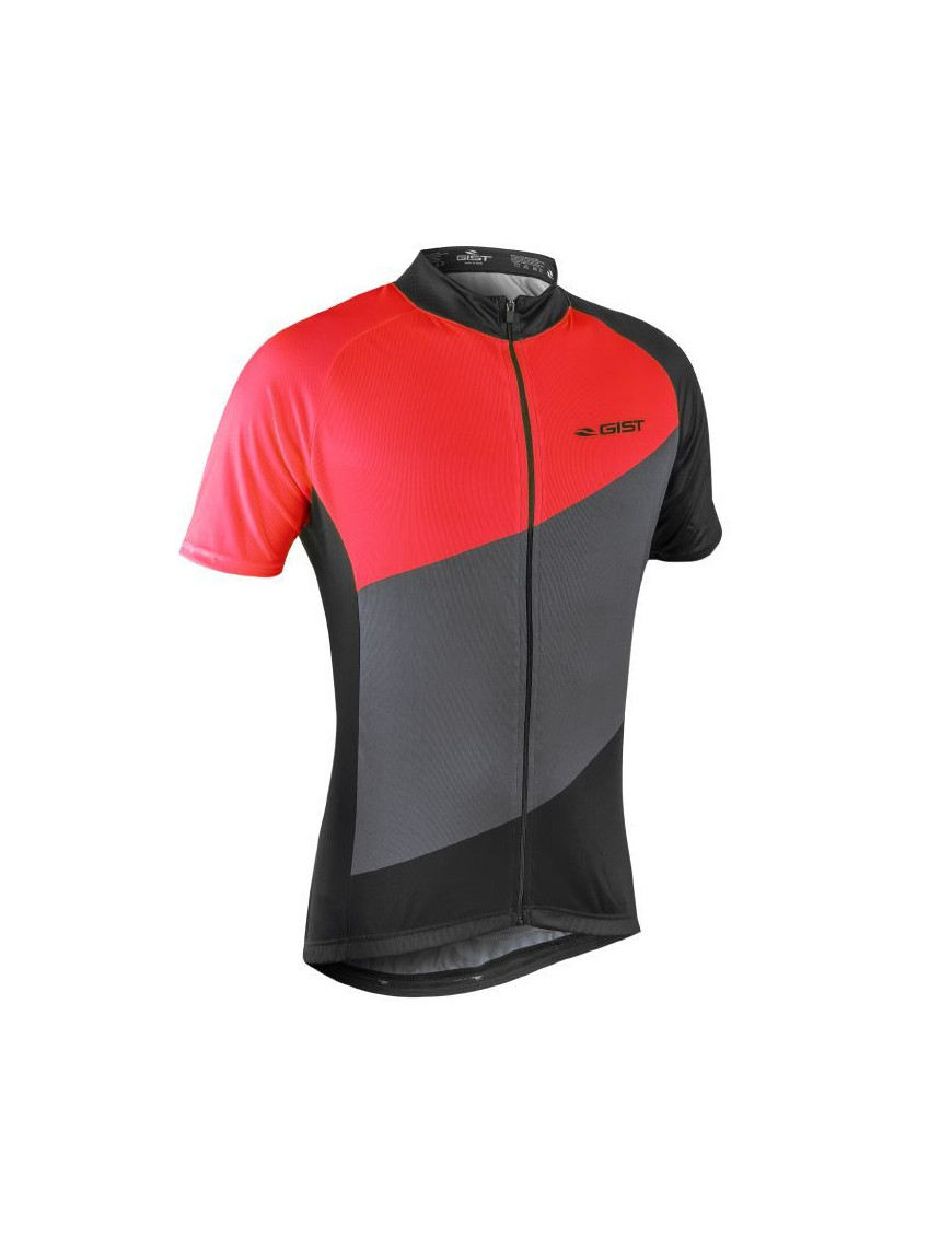 MAILLOT GIST HOMME FLOW MANCHES COURTES ZIP TOTAL ROUGE-NOIR-GRIS   S    -5348