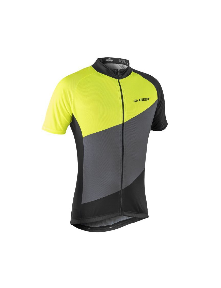 MAILLOT GIST HOMME FLOW MANCHES COURTES ZIP TOTAL JAUNE FLUO-NOIR-GRIS L    -5348