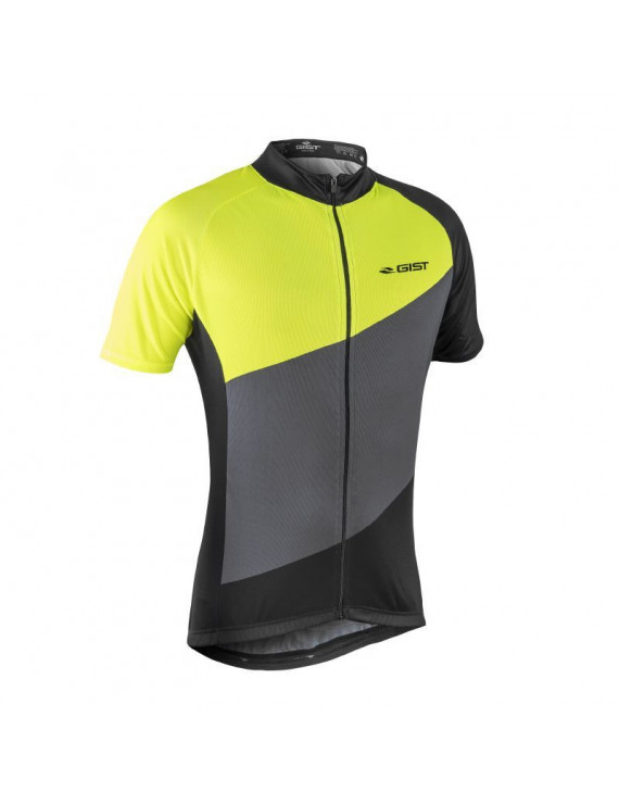 MAILLOT GIST HOMME FLOW MANCHES COURTES ZIP TOTAL JAUNE FLUO-NOIR-GRIS L -5348