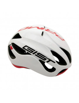 CASQUE VELO ADULTE GIST ROUTE PRIMO BLANC-ROUGE FULL IN-MOLD TAILLE 52-57 REGLAGE MOLETTE 250GRS