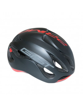 CASQUE VELO ADULTE GIST ROUTE PRIMO NOIR MAT-ROUGE FULL IN-MOLD TAILLE 52-57 REGLAGE MOLETTE 250GRS