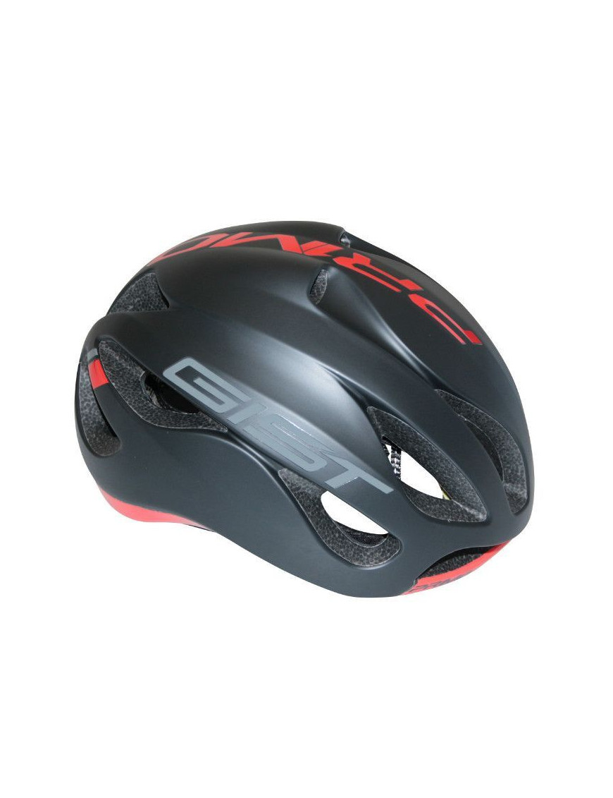 CASQUE VELO ADULTE GIST ROUTE PRIMO NOIR MAT-ROUGE FULL IN-MOLD TAILLE 52-57 REGLAGE MOLETTE 250GRS