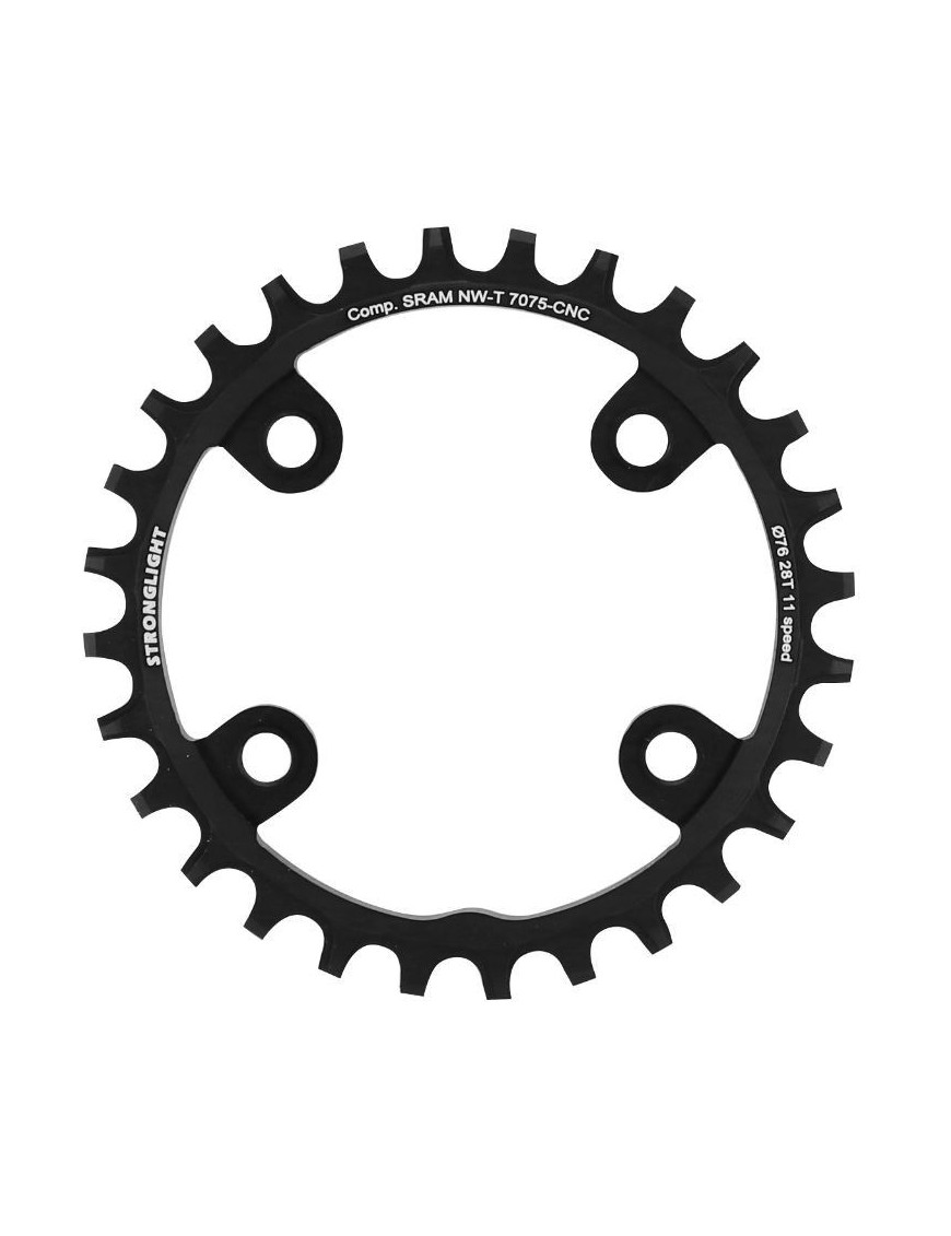 PLATEAU VTT 4BRA D.76 POUR SRAM XX1 STRONGLIGHT 28DTS MONO NOIR ALU 7075 11V.