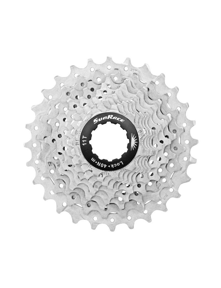 CASSETTE 10V. SUNRACE RS0 11-28 ROUTE POUR SHIMANO (NIVEAU 105) METALLIC SILVER (LIVRE EN BOITE) (11-12-13-14-15-17-19-21-24-28)