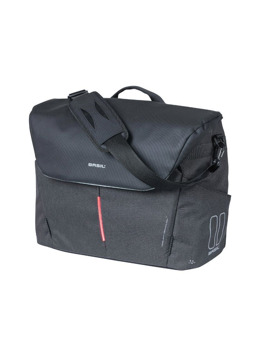 "SAC VELO BASIL B-SAFE NOIR GRAPHITE WATERPROOF 17L FIXATION LATERAL SUR PORTE BAGAGE SYSTEME CROCHET HOOK POUR PORTABLE 16""  