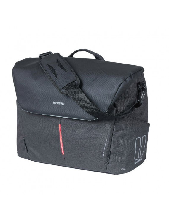 "SAC VELO BASIL B-SAFE NOIR GRAPHITE WATERPROOF 17L FIXATION LATERAL SUR PORTE BAGAGE SYSTEME CROCHET HOOK POUR PORTABLE 16""  