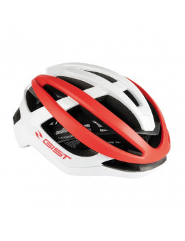 CASQUE VELO ADULTE GIST ROUTE SONAR BLANC-ROUGE FULL IN-MOLD TAILLE 58-63 REGLAGE MOLETTE
