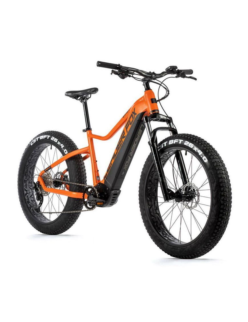 VELO ELECTRIQUE-VAE VTT FATBIKE 26 LEADER FOX BRASA 2022 ORANGE 10V MOTEUR CENTRAL PANASONIC GX ULTIME 36V 90Nm BATTERIE 20Ah (