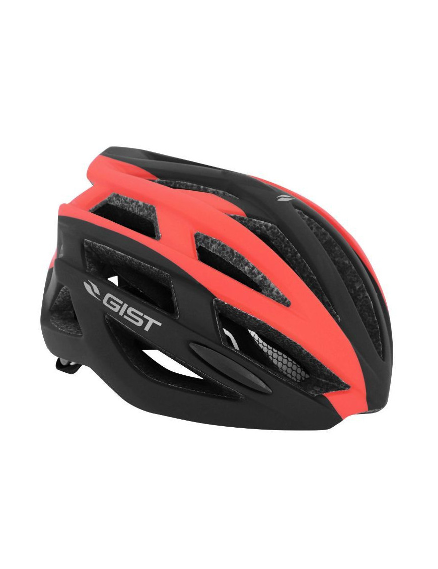 CASQUE VELO ADULTE GIST E-BIKE PLANET NOIR-ROUGE MAT IN-MOLD TAILLE 58-62 REGLAGE MOLETTE 212GRS