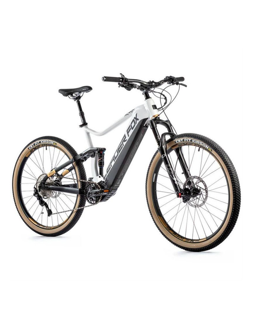 VELO ELECTRIQUE-VAE VTT 27,5 LEADER FOX ACRON 2023 TOUT SUSPENDU HOMME BLANC 10V MOTEUR CENTRAL BAFANG M510 36V 95Nm BATTERIE 2