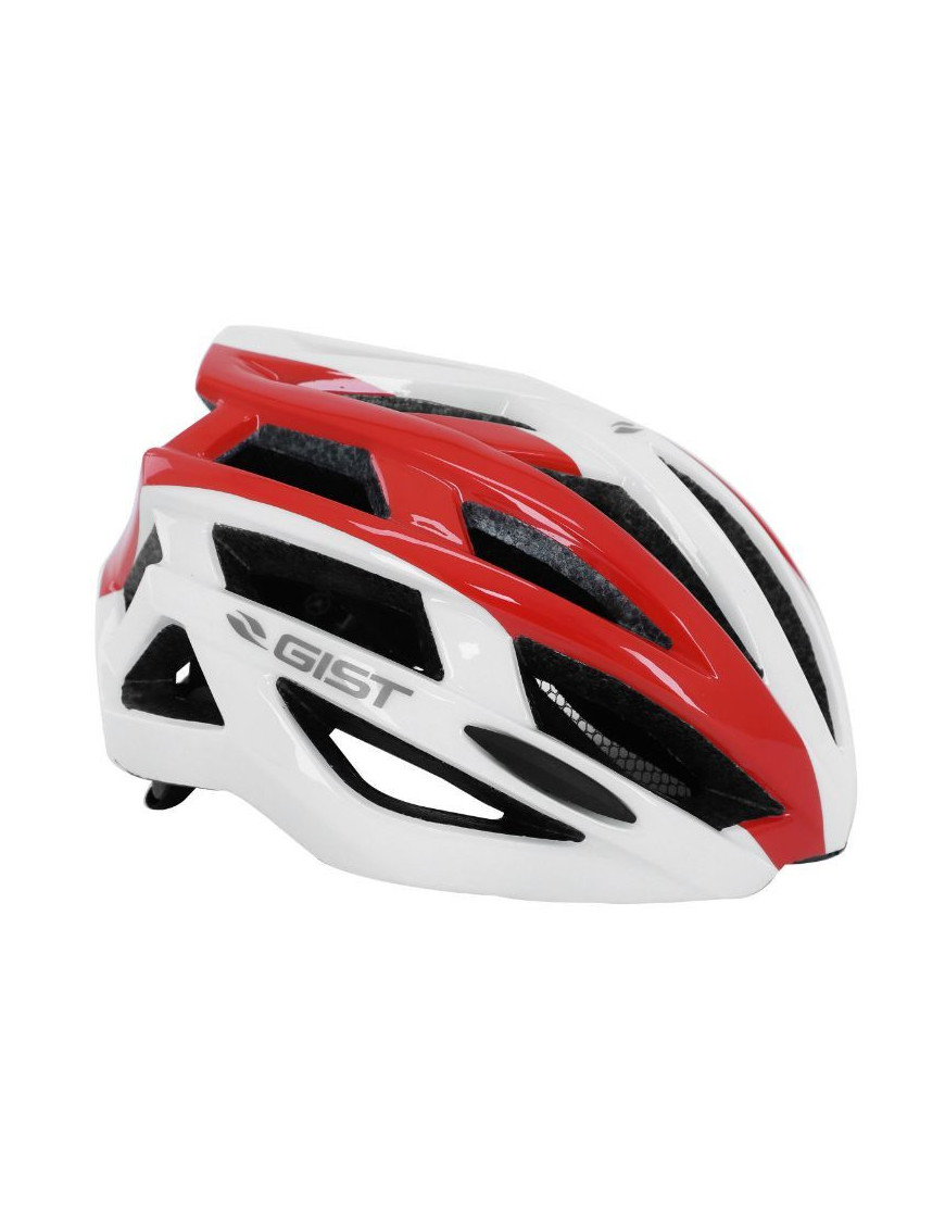 CASQUE VELO ADULTE GIST E-BIKE PLANET BLANC-ROUGE IN-MOLD TAILLE 58-62 REGLAGE MOLETTE 212GRS