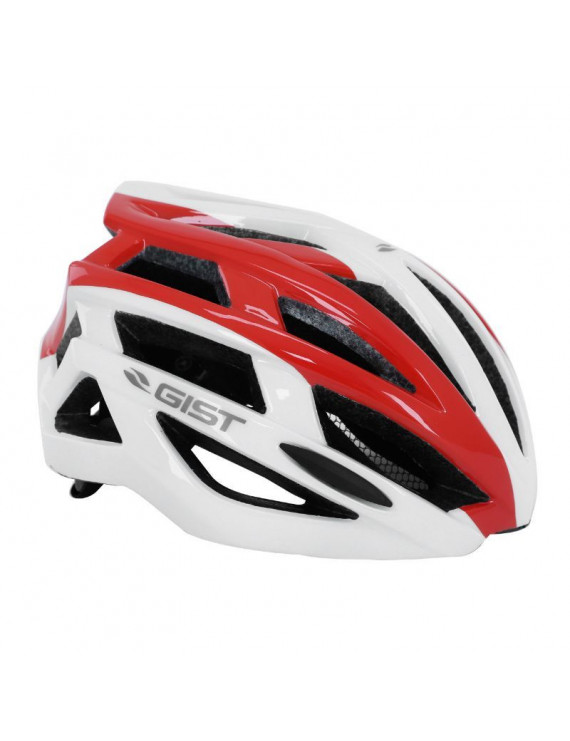 CASQUE VELO ADULTE GIST E-BIKE PLANET BLANC-ROUGE IN-MOLD TAILLE 52-58 REGLAGE MOLETTE 212GRS