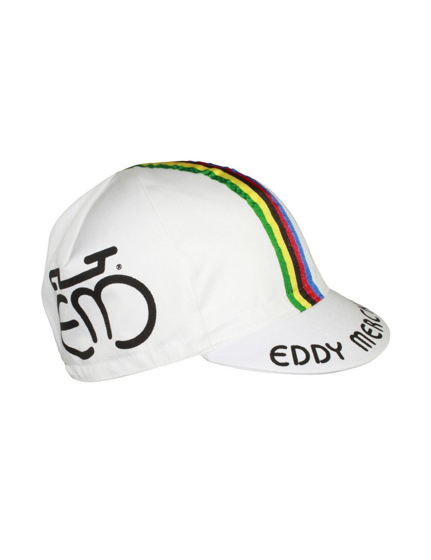 CASQUETTE VELO EQUIPE VINTAGE MERCKX CHAMPION DU MONDE BLANC