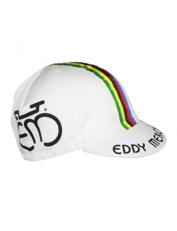 CASQUETTE VELO EQUIPE VINTAGE MERCKX CHAMPION DU MONDE BLANC