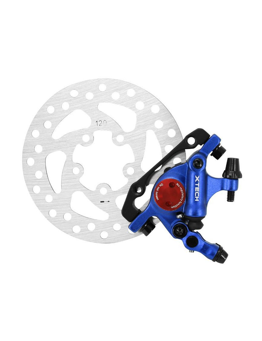 FREIN Xtech POUR TROTTINETTE XIAOMI BLEU (ETRIER, DISQUE ET SUPPORT) (120 mm)  -SELECTION P2R-