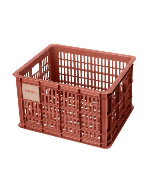 PANIER - CAISSE PLASTIQUE RECYCLE BASIL ROUGE TERRE 29L AVANT-ARRIERE