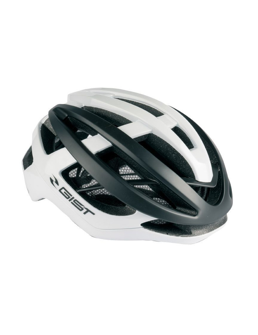 CASQUE VELO ADULTE GIST ROUTE SONAR BLANC-NOIR FULL IN-MOLD TAILLE 54-59 REGLAGE MOLETTE