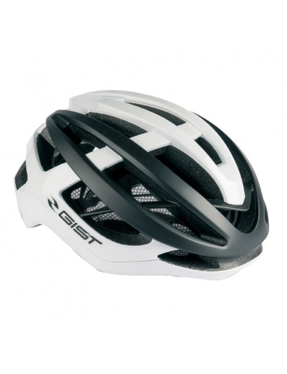 CASQUE VELO ADULTE GIST ROUTE SONAR BLANC-NOIR FULL IN-MOLD TAILLE 54-59 REGLAGE MOLETTE