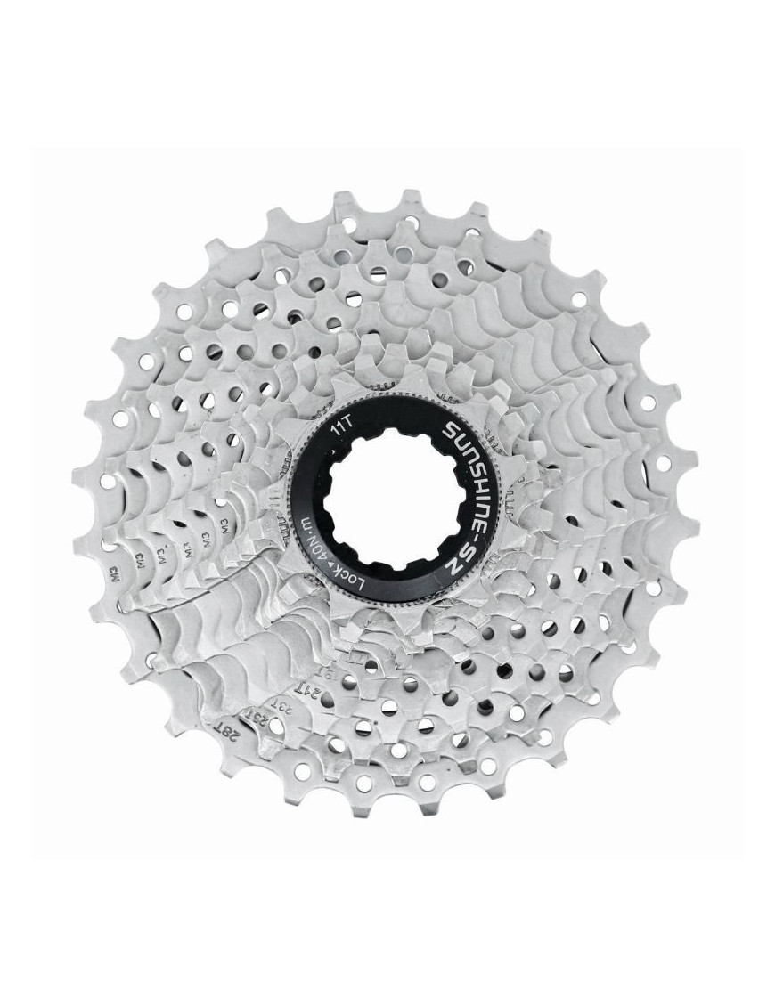 CASSETTE 11V. SHINE 11-28 POUR SHIMANO-SRAM ROUTE ARGENT (VENDU EN BOITE)    (11-12-13-14-15-16-17-19-21-24-28)