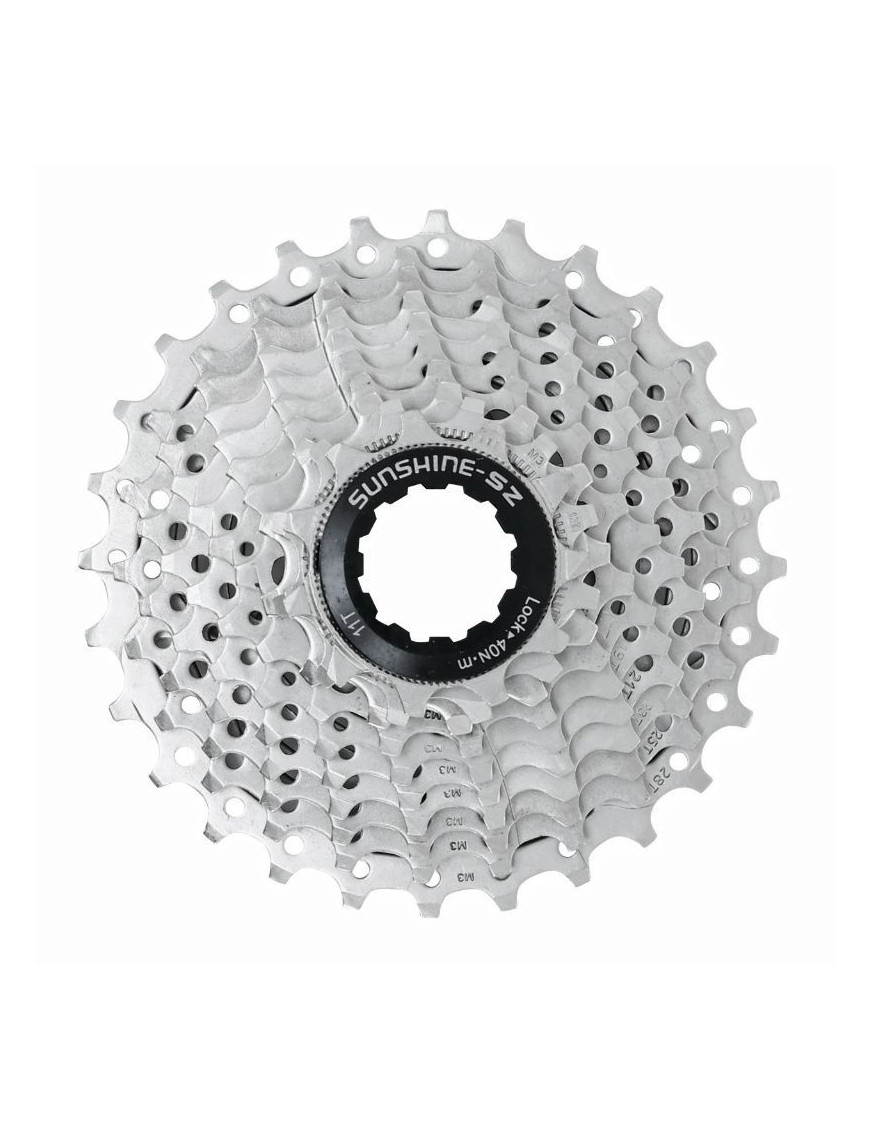 CASSETTE 10V. SHINE 11-28 POUR SHIMANO-SRAM ARGENT VTT ARGENT (VENDU EN BOITE)  (11-12-13-14-15-17-19-21-24-28)