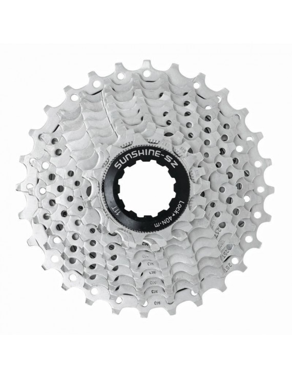 CASSETTE 10V. SHINE 11-28 POUR SHIMANO-SRAM ARGENT VTT ARGENT (VENDU EN BOITE)  (11-12-13-14-15-17-19-21-24-28)