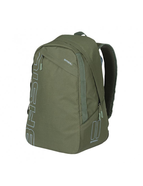 SACOCHE ARRIERE VELO LATERALE SAC A DOS BASIL FLEX BACKPACK VERT FORET 17L FIXATION HOOK SUR PORTE BAGAGE