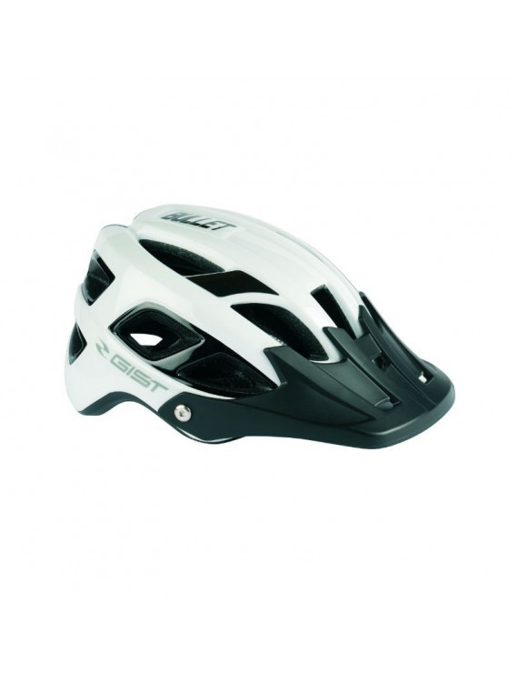 CASQUE VELO ADULTE GIST VTT BULLET BLANC-NOIR IN-MOLD TAILLE 54-59 AVEC VISIERE ET FIT-SYSTEM (VENDU EN BOITE)