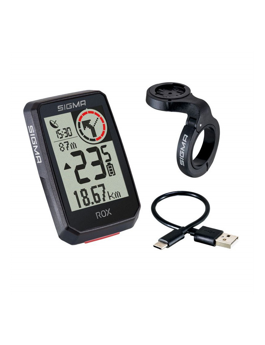 COMPTEUR SIGMA ROX2.0 GPS NOIR  AVEC SUPPORT CINTRE DECALE