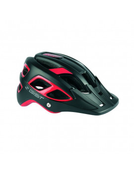 CASQUE VELO ADULTE GIST VTT BULLET NOIR-ROUGE IN-MOLD TAILLE 58-62 AVEC VISIERE ET FIT-SYSTEM (VENDU EN BOITE)